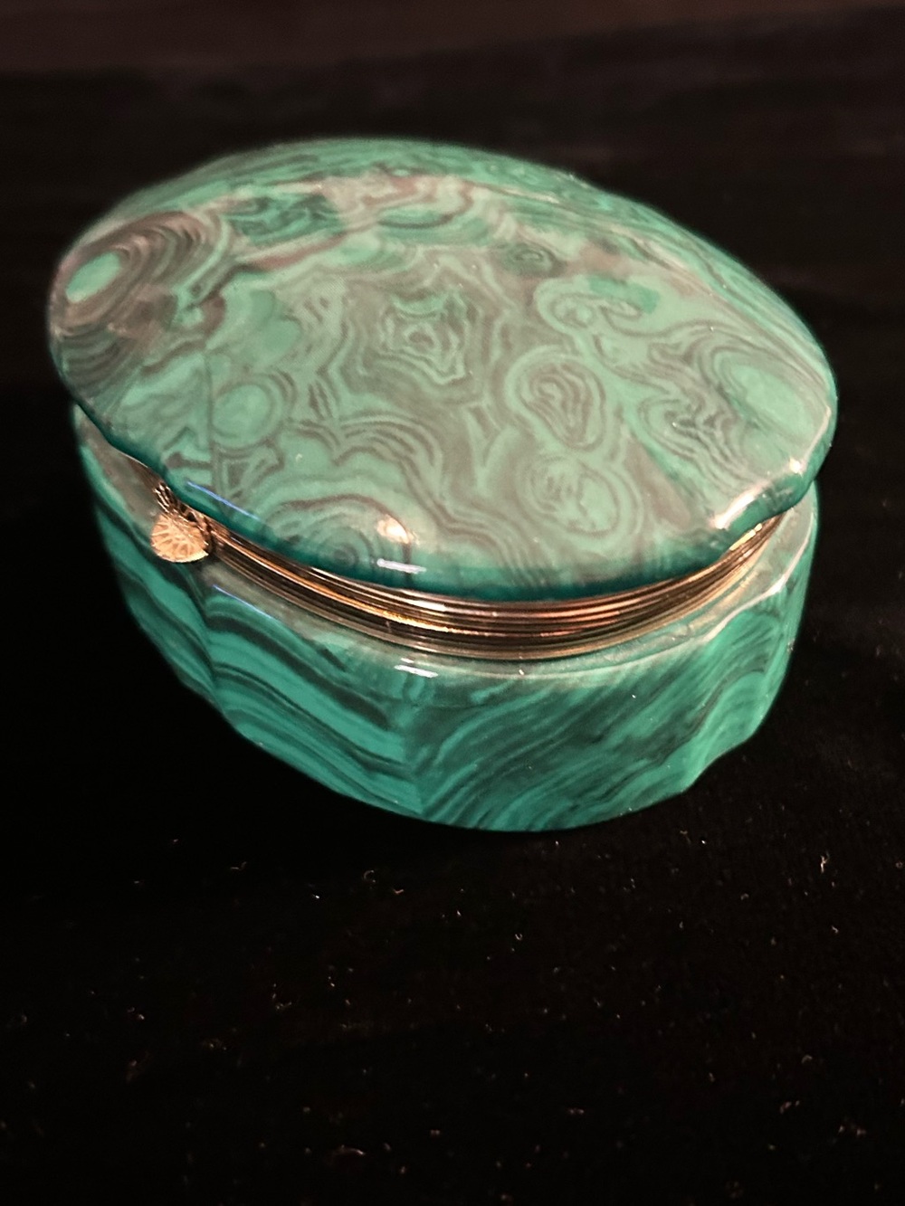 Vintage Frederick Cooper Chicago Faux Malachite Hinged Trinket Box - Labeled